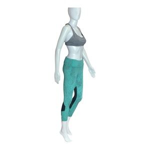 Lululemon Pace Rival High Rise Crop Spray Jacquard Bali Breeze Green, Size 6